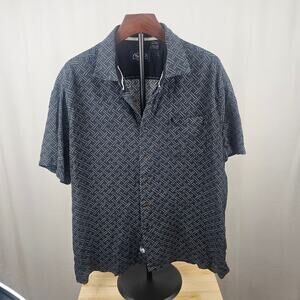 Nat Nast Vintage 90's Resortwear Silk Cotton Geometric Camp Shirt XL Bowling